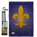 Breeze Decor Bienvenue Interests Fleur De Lys Impressions 2-Sided Polyester 19 x 13 in. Flag Set in Blue | 18.5 H x 13 W x 1 D in | Wayfair