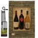 Breeze Decor 3 Wine Bottles Happy Hour & Drinks Impressions 2-Sided Polyester 19 x 13 in. Flag Set in Black/Brown | 18.5 H x 13 W in | Wayfair