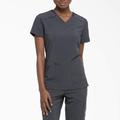 Dickies Women's Eds Essentials V-Neck Scrub Top - Pewter Gray Size 5Xl (DK615)