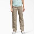 Dickies Girls' Slim Fit Pants, 4-20 - Desert Sand Size 12 (KP5519)