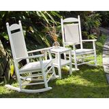 POLYWOOD® Rocker Jefferson Woven Outdoor Rocking Chair in White/Black | 47 H x 26.5 W x 34 D in | Wayfair K147FBLWL