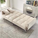 Orren Ellis Syliva 80" Square Arm Sleeper Sofa Bed Metal in Black/Brown | 32 H x 80 W x 35 D in | Wayfair 99C79A1259FA45569E793D0AC6ED3EBA