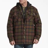 Dickies Men's Flannel Hooded Shirt Jacket - Chocolate Tactical Green Plaid Size 2Xl (TJ201)