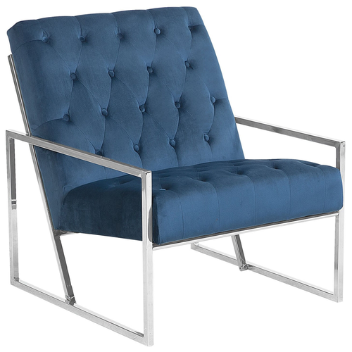 Sessel Blau Samtstoff Metall Retro-Stil Wohnzimmer