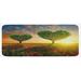 Green 0.1" x 47" L X 19" W Kitchen Mat - East Urban Home Poppy Field Heart Shaped Trees Sunset Cloudy Sky Rural Romantic Meadow Red Blue Kitchen Mat 0.1 x 19.0 x 47.0 in/orange/red | Wayfair