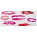 Red 0.1 x 19 W in Kitchen Mat - East Urban Home Grunge Looking Pink & Lipstick Marks Set Beauty Desire Lover Smooch Fuchsia Ruby Rose Kitchen Mat Synthetics | Wayfair