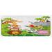 Green 0.1 x 19 W in Kitchen Mat - East Urban Home Cartoon Style Zoo Animals Safari Jungle Mascots Tropical Forest Wildlife Pattern Multicolor Kitchen Mat Synthetics | Wayfair