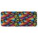 Indigo 0.1 x 19 W in Kitchen Mat - East Urban Home Colorful Flowers w/ Half Petals Pattern Rainbow Themed Design Vintage Inspiration Multicolor Kitchen Mat Synthetics | Wayfair