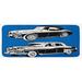 Black 0.1 x 19 W in Kitchen Mat - East Urban Home Black & White Vintage Cars On Navy Blue Backdrop Classic Old Vehicles Navy Blue Black White Kitchen Mat Synthetics | Wayfair