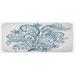 Blue 0.1" x 47" L X 19" W Kitchen Mat - East Urban Home Doodle Style Floral Arrangement w/ Ornament Design Abstract Leaves Image Print Dark White Kitchen Mat 0.1 x 19.0 W in Synthetics | Wayfair