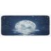 Blue 0.1 x 19 W in Kitchen Mat - East Urban Home Moon Setting Over The Sea w/ Waves Night Sky w/ Stars End Of The Evening Night White Kitchen Mat Synthetics | Wayfair