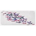 Indigo 0.1 x 19 W in Kitchen Mat - East Urban Home Various Butterflies Flying Together Spring Summer Nature Inspired Violet Blue Pink Kitchen Mat Synthetics | Wayfair