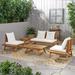 George Oliver Aticus 5 Piece Sofa Seating Group w/ Cushions Wood/Natural Hardwoods in White/Brown | Outdoor Furniture | Wayfair