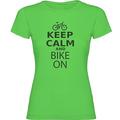 K KRUSKIS - T Shirt Radfahren Keep Calm and Bike On Zurzarm Frau - M, Pistazien