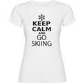 K KRUSKIS - T Shirt Ski Keep Calm and Go Skiing Zurzarm Frau - 2XL, Weiß