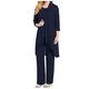 Women's Chiffon Pants Suits 3 PC Mother's Outfit Suits for Wedding Plus Size Evening Gowns Dress Suit Navy UK20