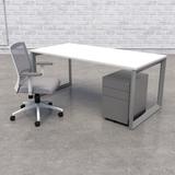 Compel Pivit 3 Piece Rectangular Writing Desk Office Set w/ Chair Wood/Metal in Brown/Gray/White | 72" W x 30" D | Wayfair PIV-OF-72-WHT-3PCS-BNDL