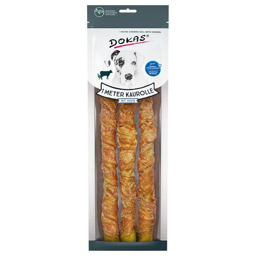 3 x 315g 1 Meter Kaurolle Huhn Dokas Hundesnack getreidefrei