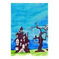 Betsy Drake Interiors Haunted House 2-Sided Garden Flag, Synthetic in Blue | 18 H x 12.5 W in | Wayfair FL1041