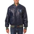 Men's JH Design Navy Minnesota Timberwolves Big & Tall All-Leather Full-Snap Jacket