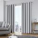 Fusion White & Grey Stripe Eyelet Curtains 66 x 90" (168 x 229cm), 100% Cotton, White/Grey Curtains for Bedroom/Living Room, Door Curtain, Curtains & Drapes, 2 Panels