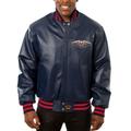 Men's JH Design Navy New Orleans Pelicans Big & Tall All-Leather Logo Full-Snap Jacket