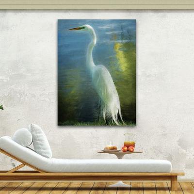 Poised Patience Heron Canvas Wall Art Multi Cool ,...