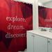 East Urban Home Faux Gemstone Explore Dream Discover Quote Shower Curtain Set Polyester in Red | 74 H x 71 W in | Wayfair