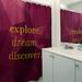 East Urban Home Faux Gemstone Explore Dream Discover Quote Single Shower Curtain Polyester in Indigo | 74 H x 71 W in | Wayfair