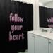 East Urban Home Follow Your Heart Quote Chalkboard Style Shower Curtain Set Polyester in Black | 74 H x 71 W in | Wayfair