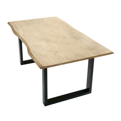 SIT Baumkante Massivholz Esstisch gekälkt 140x80 cm / hell gekälkt / Metall schwarz Image