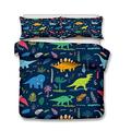 Andrui Bedding Set 3D Dinosaur Print Kids Duvet Cover Set King Size Multi Color Cartoon Children Boys Girls Bedding Cover Sets Zipper Closure