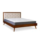 Reid Mid Century Oatmeal Platform Queen Bed - Linon BD55QOAT01AB