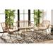 Bungalow Rose Padron 4 Piece Rattan Multiple Chairs Seating Group w/ Cushions Synthetic Wicker/All - Weather Wicker/Wicker/Rattan in Brown | Outdoor Furniture | Wayfair