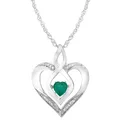 "Sterling Silver Gemstone & Diamond Accent Heart Pendant Necklace, Women's, Size: 18"", Green"