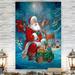 The Holiday Aisle® Santa's Woodland Friends by Parvez Taj - Wrapped Canvas Painting Print Canvas in Blue | 20 H x 16 W x 1 D in | Wayfair