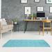 Blue/Green 48 x 0.4 in Area Rug - East Urban Home Hand Drawn Triangles Dark Teal/Light Teal Area Rug Chenille | 48 W x 0.4 D in | Wayfair