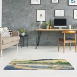 White 36 x 0.4 in Area Rug - East Urban Home Shore of Tago Bay Blue/Gray/Green Area Rug Chenille | 36 W x 0.4 D in | Wayfair