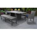 Barbados Rectangular Outdoor Patio Dining Table w/ 2 Chairs w/ Arms and 2 Benches in Navy - TK Classics Barbados-Dtrec-Kit-2Dc2Db-C-Navy