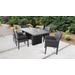 Belle Rectangular Outdoor Patio Dining Table w/ 4 Armless Chairs and 2 Chairs w/ Arms in Black - TK Classics Belle-Dtrec-Kit-4Adc2Dcc-Black