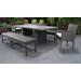 Barbados Rectangular Outdoor Patio Dining Table w/ 2 Chairs w/ Arms and 2 Benches in Sail White - TK Classics Barbados-Dtrec-Kit-2Dc2Db-C-White