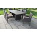 Belle Rectangular Outdoor Patio Dining Table w/ 4 Armless Chairs and 2 Chairs w/ Arms in Wheat - TK Classics Belle-Dtrec-Kit-4Adc2Dcc