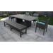 Belle Rectangular Outdoor Patio Dining Table w/ 4 Chairs and 1 Bench in Aruba - TK Classics Belle-Dtrec-Kit-2Adc2Dc1Dbc-Aruba