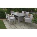 Florence Rectangular Outdoor Patio Dining Table w/ 4 Armless Chairs and 2 Chairs w/ Arms in Grey - TK Classics Florence-Dtrec-Kit-4Adc2Dcc