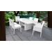 Miami Rectangular Outdoor Patio Dining Table w/ with 4 Armless Chairs and 2 Chairs w/ Arms in Sail White - TK Classics Miami-Dtrec-Kit-4Adc2Dc