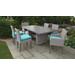 Monterey Rectangular Outdoor Patio Dining Table w/ 4 Armless Chairs and 2 Chairs w/ Arms in Aruba - TK Classics Monterey-Dtrec-Kit-4Adc2Dcc-Aruba