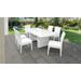 Miami Rectangular Outdoor Patio Dining Table w/ 6 Armless Chairs in Sail White - TK Classics Miami-Dtrec-Kit-6