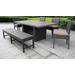 Barbados Rectangular Outdoor Patio Dining Table w/ 4 Chairs and 1 Bench in Wheat - TK Classics Barbados-Dtrec-Kit-4C1B-C