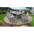 Monterey Rectangular Outdoor Patio Dining Table w/ 4 Armless Chairs and 2 Chairs w/ Arms in Grey Stone - TK Classics Monterey-Dtrec-Kit-4Adc2Dc