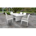 Miami Rectangular Outdoor Patio Dining Table w/ 6 Armless Chairs in Beige - TK Classics Miami-Dtrec-Kit-6C-Beige